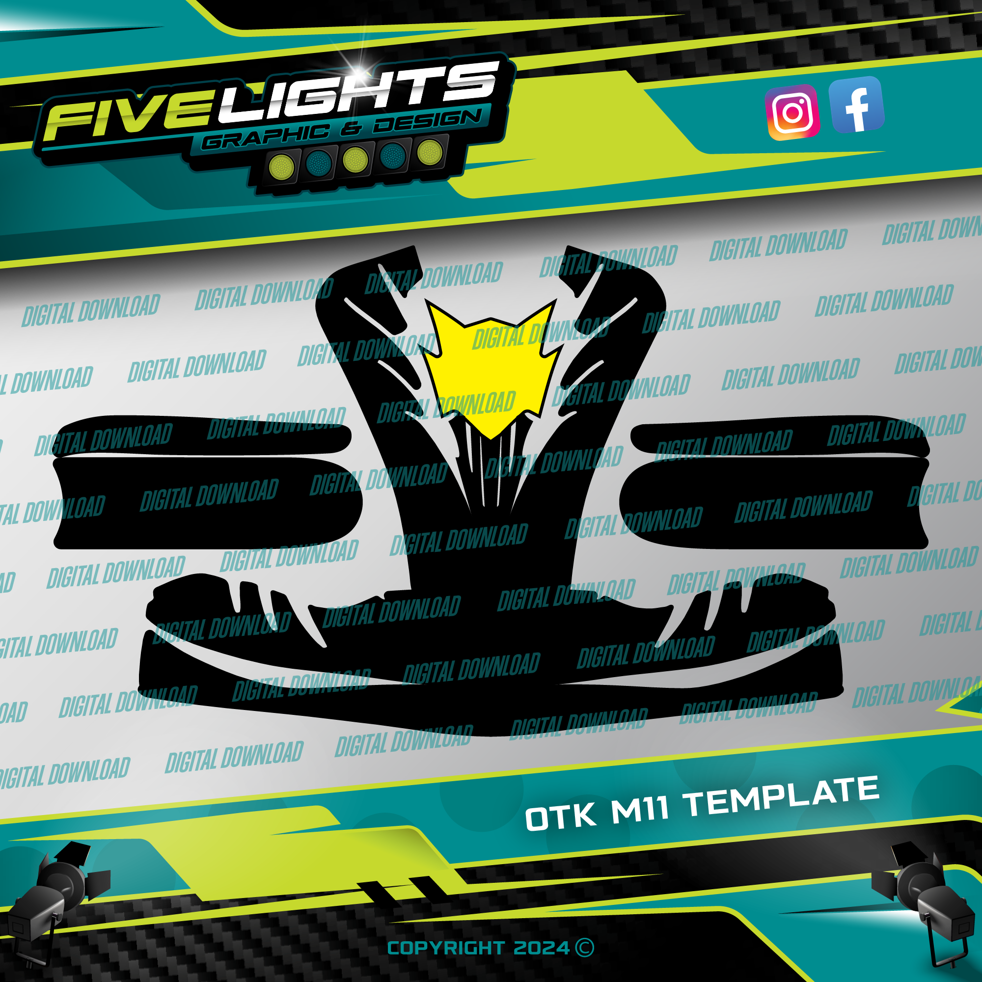 Print Template OTK M11 Five Lights Graphics kart-graphic-template-otk-m6-full-kart-graphic-one-custom-design