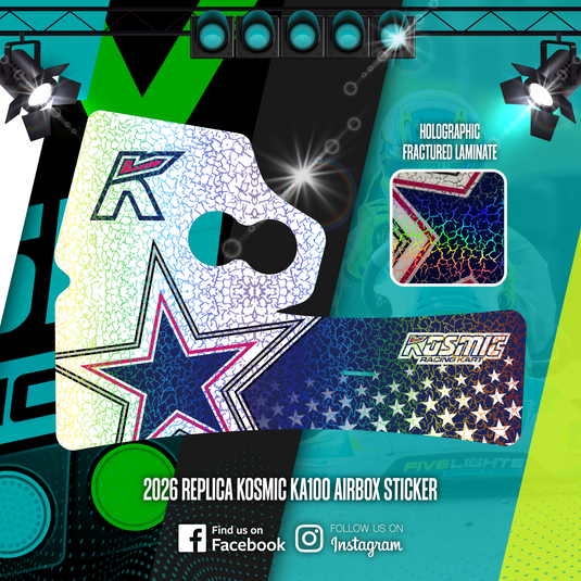 2026 KOSMIC KA100 AIRBOX STICKER Fractured Holo Laminate