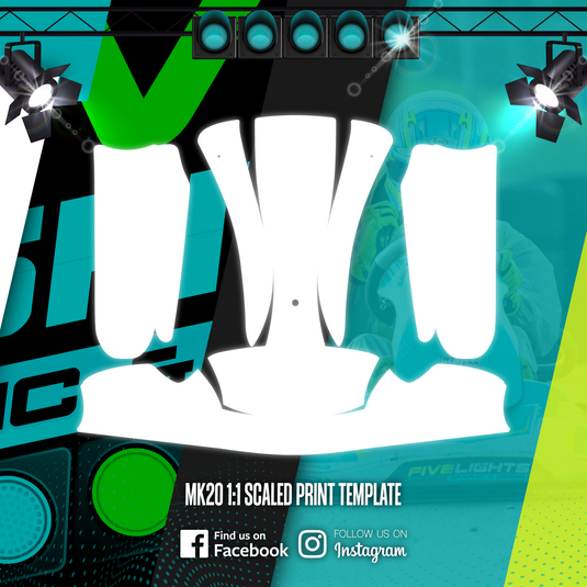 Kart sticker print template set, MK20 1:1 scale, motorsport graphic design background