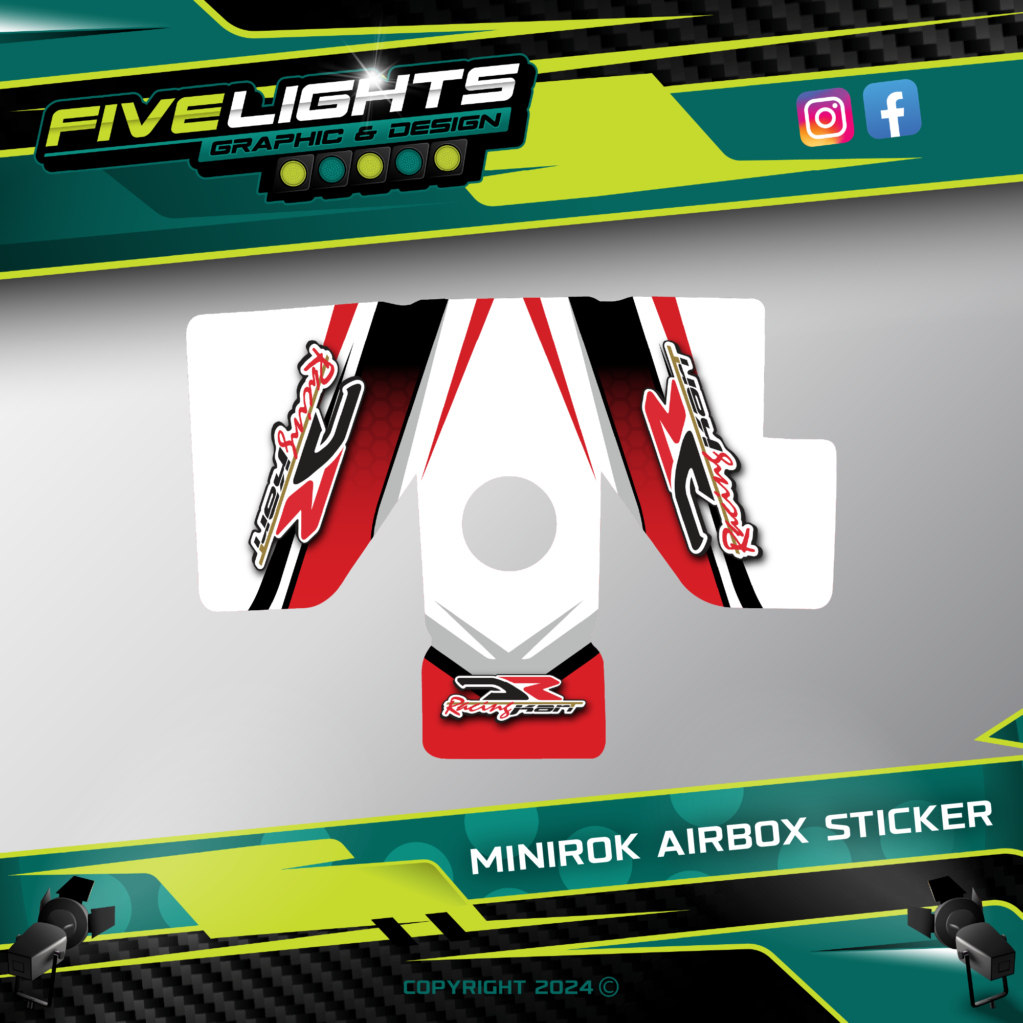 Vortex Rok Air Box Sticker Kit DR KART MiniRok Replica Airbox Sticker – Five Lights Graphics
