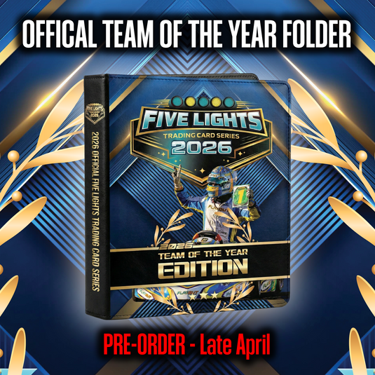 2026 Team of the Year trading card folder with motorsport theme, pre-order available